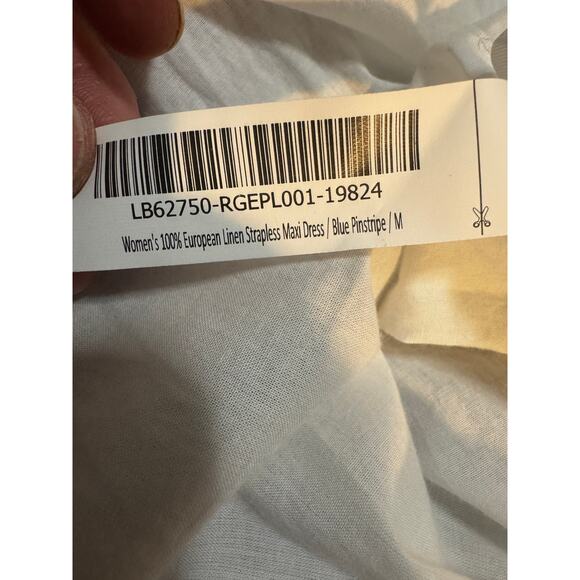 Quince 100% European Linen Strapless Maxi Dress – Blue Pinstripe – M – NWT - Picture 7 of 8